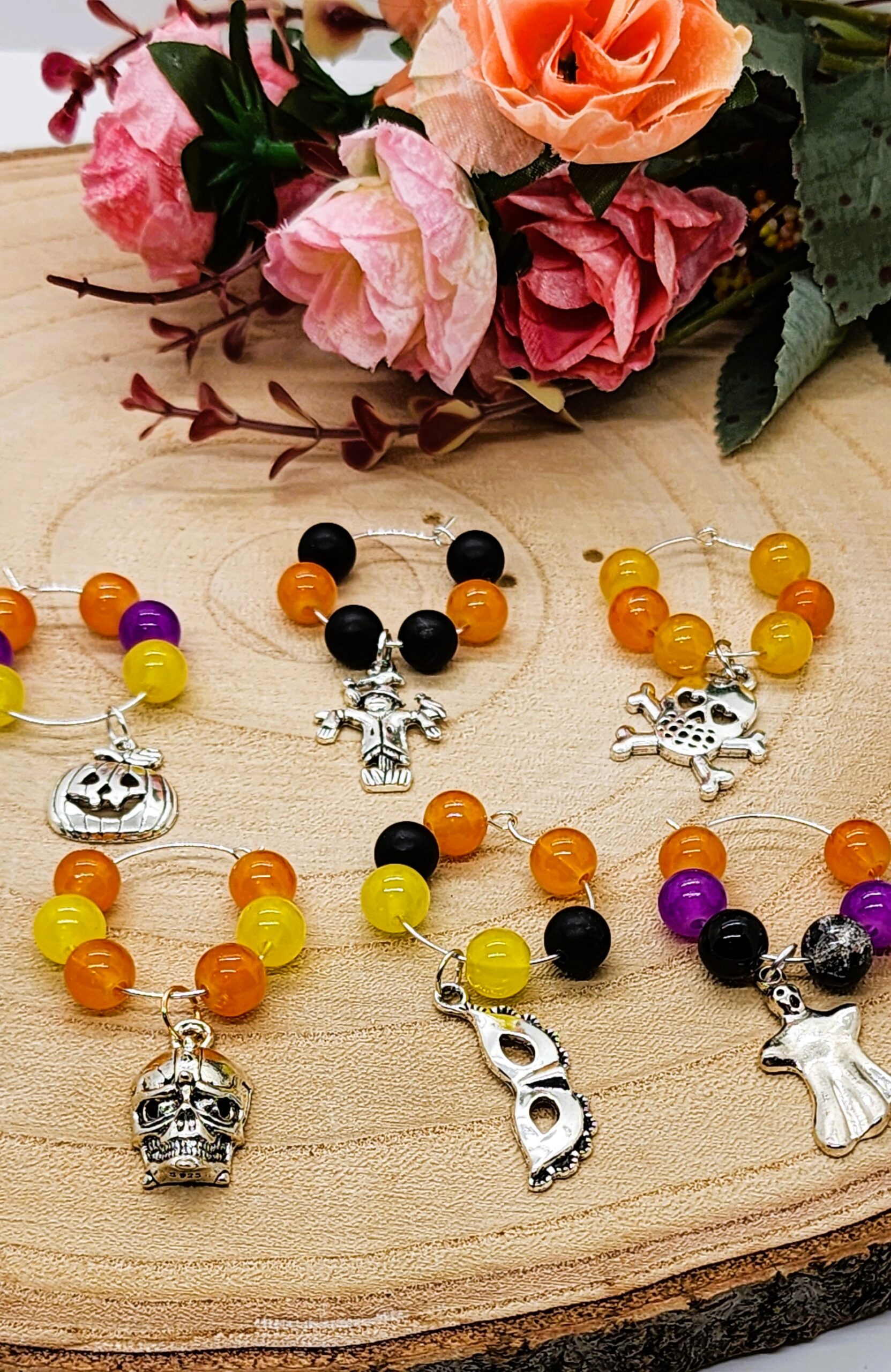Custom wine glass marker sets-handmade with customizable colors and charms Custom wine glass marker sets-handmade with customizable colors and charms