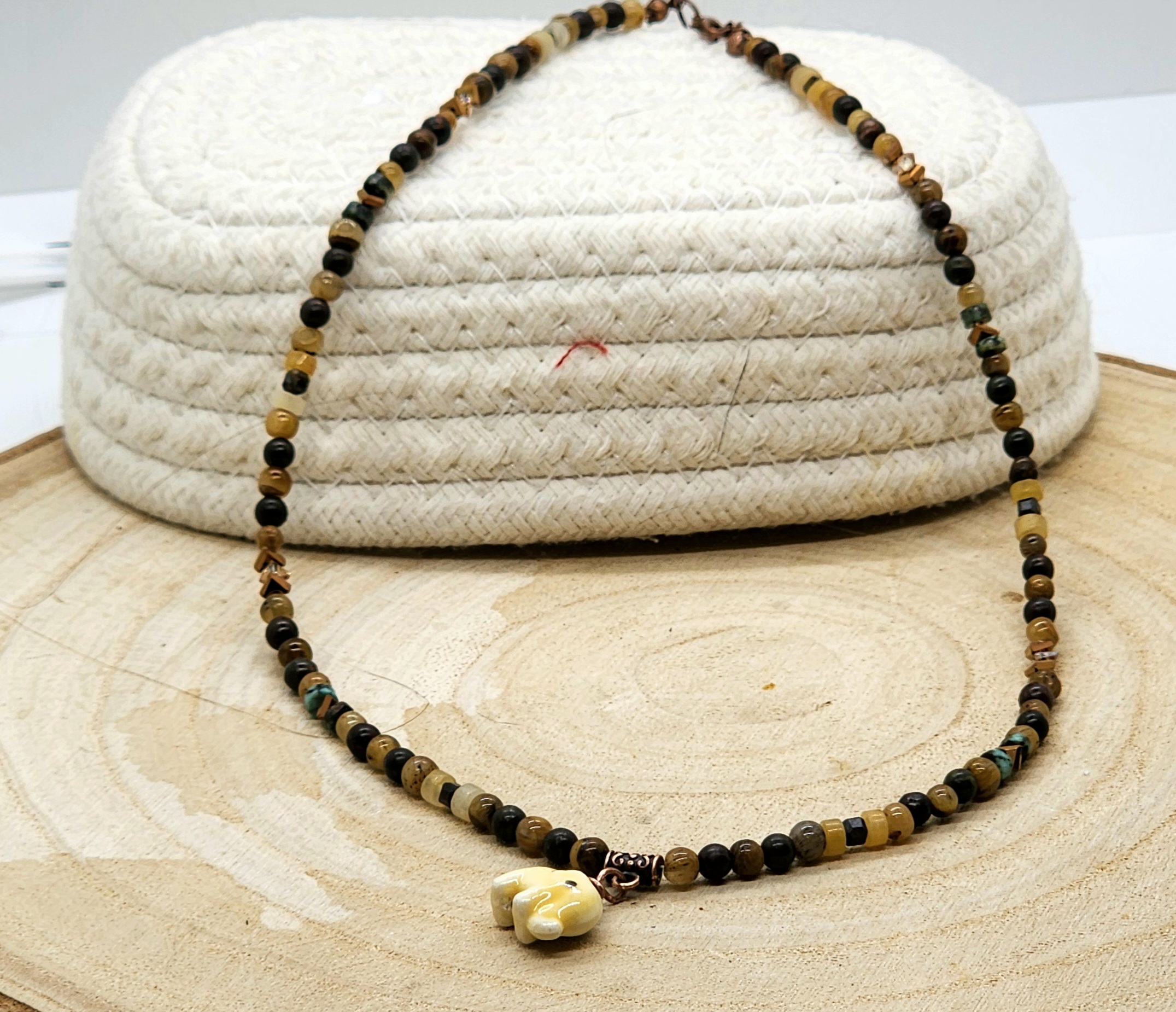 Tiger eye & picasso jasper necklace | handmade men's gemstone necklace | gift for dad Tiger eye & picasso jasper necklace | handmade men's gemstone necklace | gift for dad - image 4