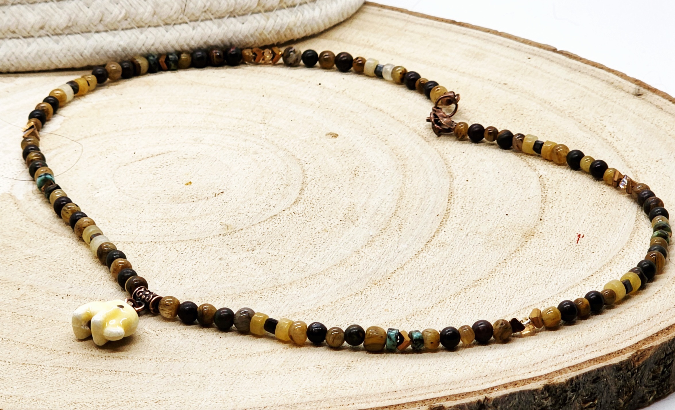 Tiger eye & picasso jasper necklace | handmade men's gemstone necklace | gift for dad Tiger eye & picasso jasper necklace