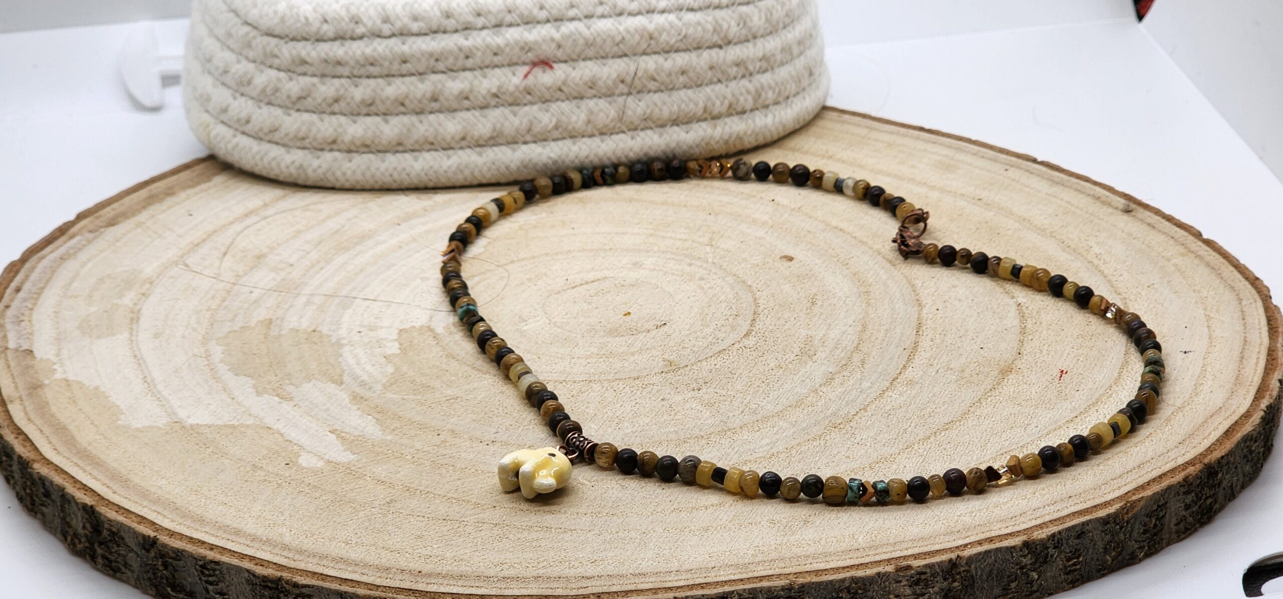 Tiger eye & picasso jasper necklace | handmade men's gemstone necklace | gift for dad Tiger eye & picasso jasper necklace | handmade men's gemstone necklace | gift for dad - image 3