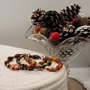 Autumn Earth Triple‑Strand Bracelet | Handmade Boho Jewelry in Warm Gemstone Tones