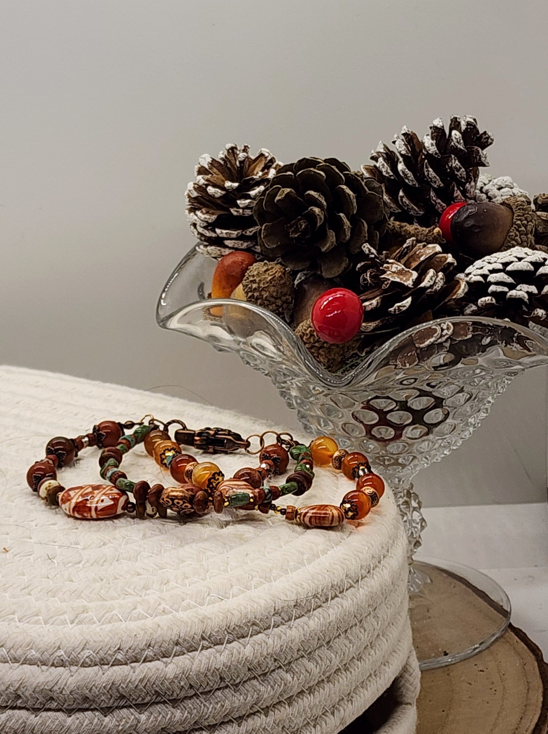 Autumn earth triple-strand bracelet | handmade boho jewelry in warm gemstone tones Autumn earth triple‑strand bracelet | handmade boho jewelry in warm gemstone tones