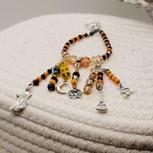 Halloween Magic Bag Charm/Keychain – Handmade Beaded Bag Jewelry-Spooky Season Charms