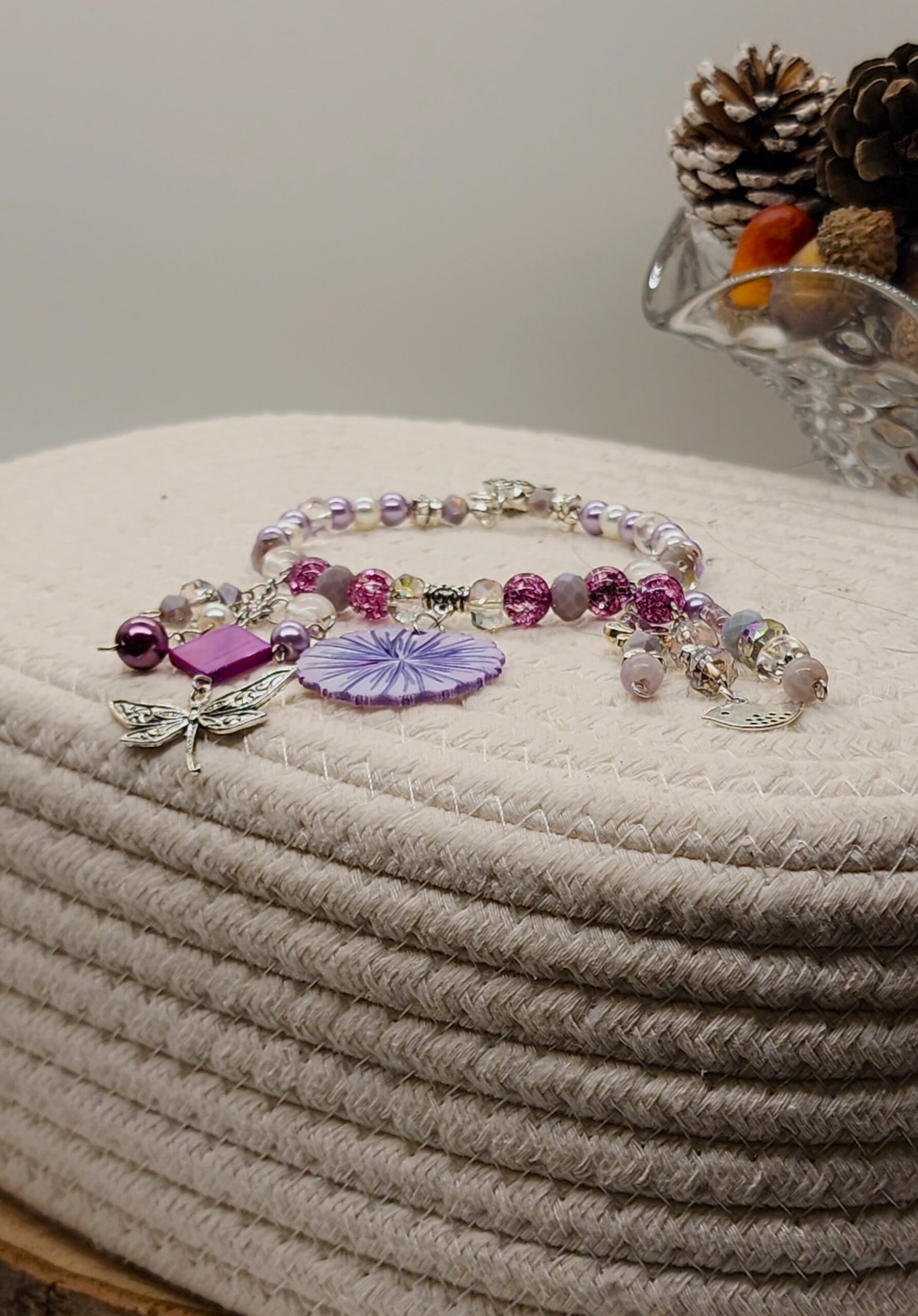 Garden whimsy bag charm – handmade beaded accessory with dragonfly, bird & floral charms Garden whimsy bag charm – handmade beaded accessory with dragonfly, bird & floral charms