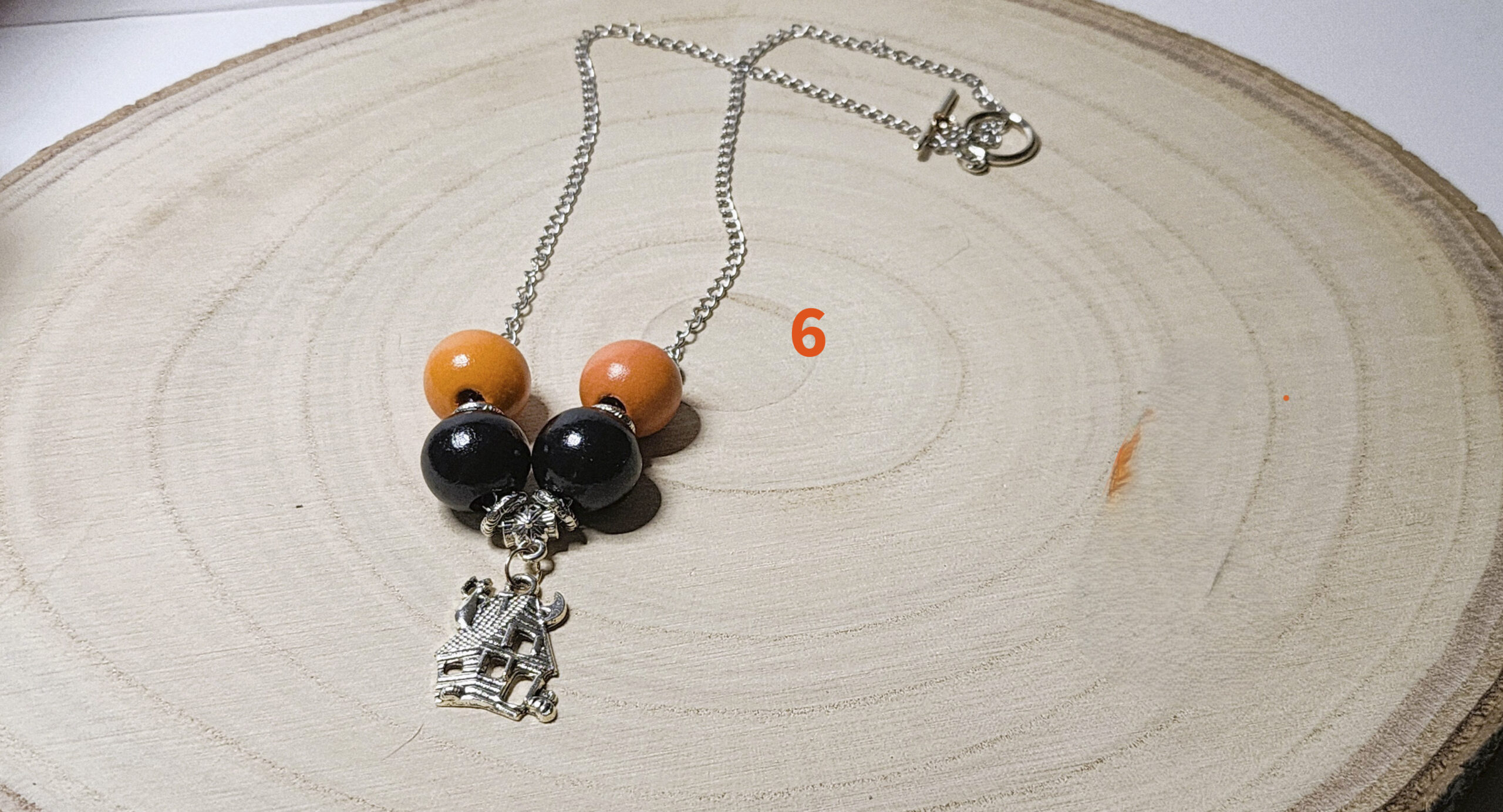 Fun spooky wooden bead necklace with halloween charms – handcrafted Fun spooky wooden bead necklace with halloween charms – handcrafted - image 3