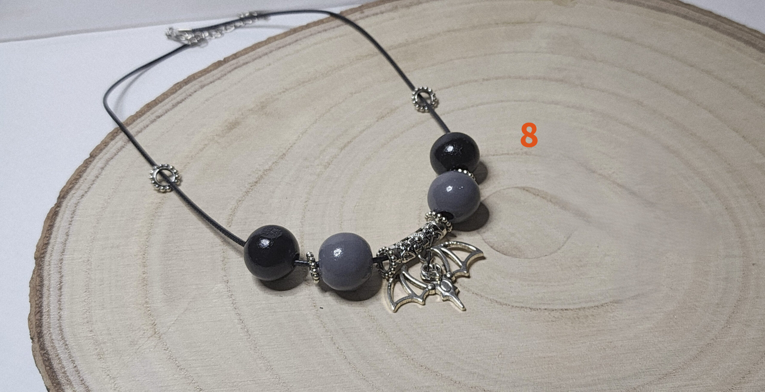 Fun spooky wooden bead necklace with halloween charms – handcrafted Fun spooky wooden bead necklace with halloween charms – handcrafted - image 5