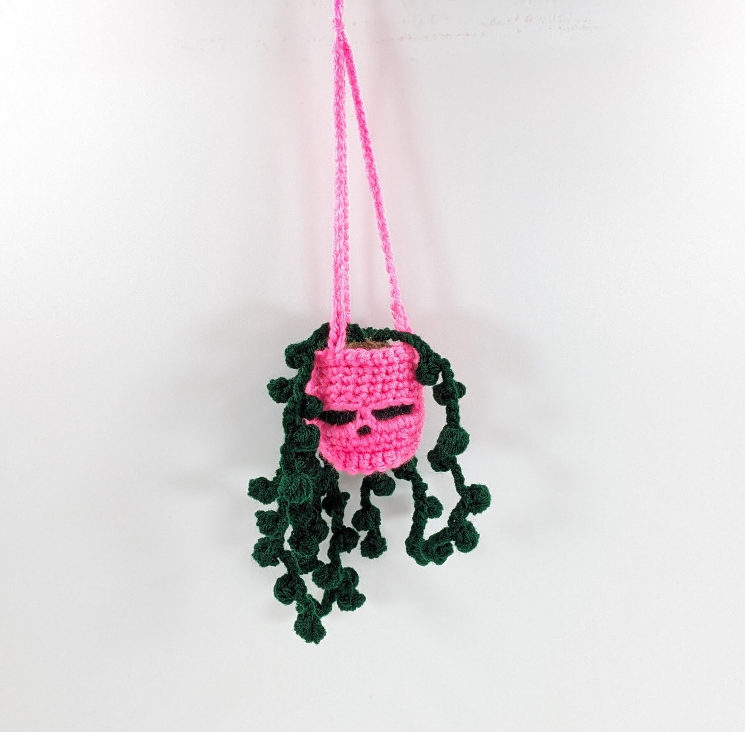 Pink skull hanging crochet plant car decor Pink skull hanging crochet plant car decor