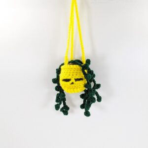 Yellow Skull Hanging Crochet Plant Car Decor