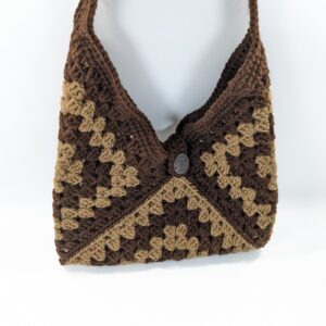 Boho Coffee Shoulder Bag Crochet Purse