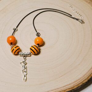 Fun spooky wooden bead necklace with halloween charms – handcrafted