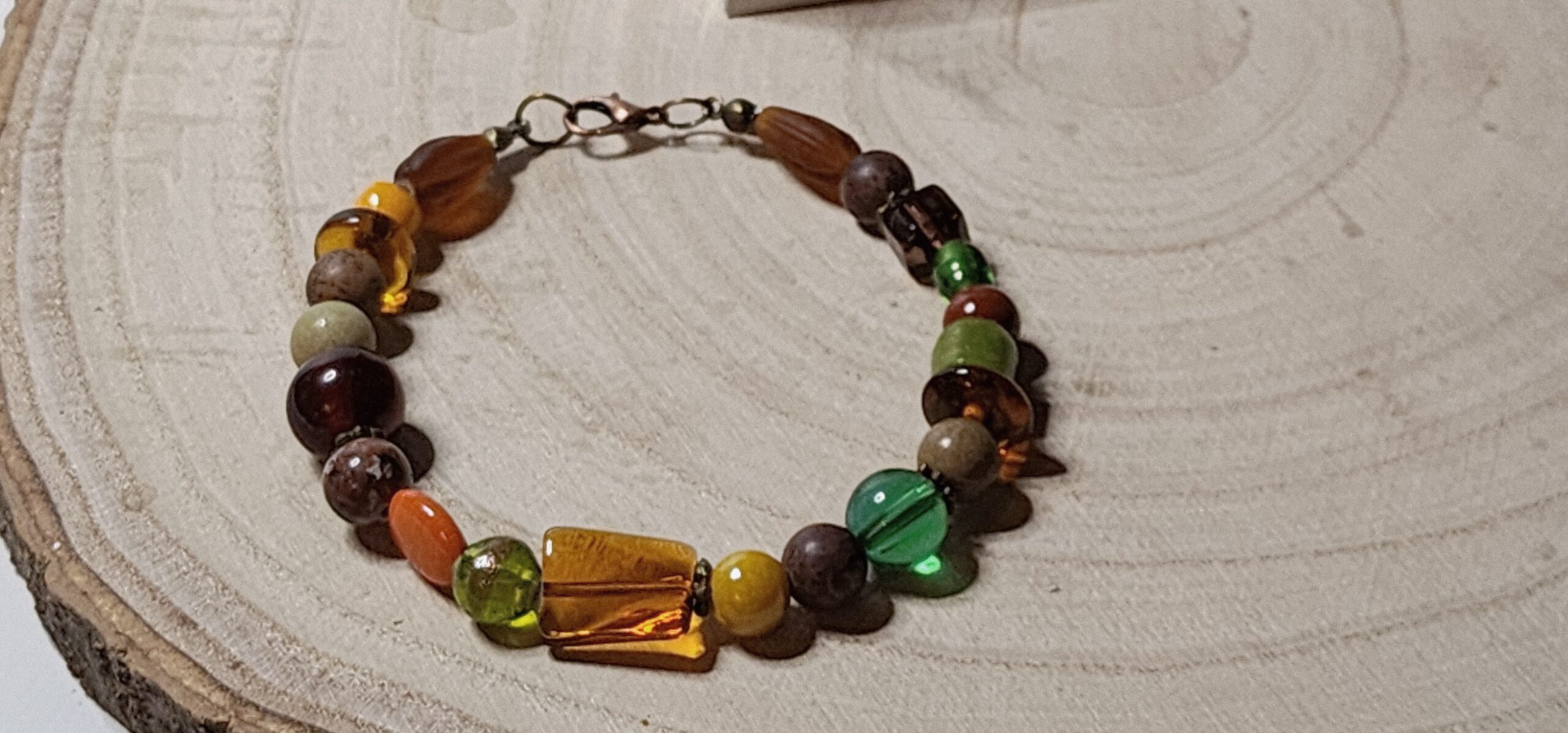 Autumn glow beaded bracelet – handmade glass & stone jewelry Autumn glow beaded bracelet – handmade glass & stone jewelry - image 3