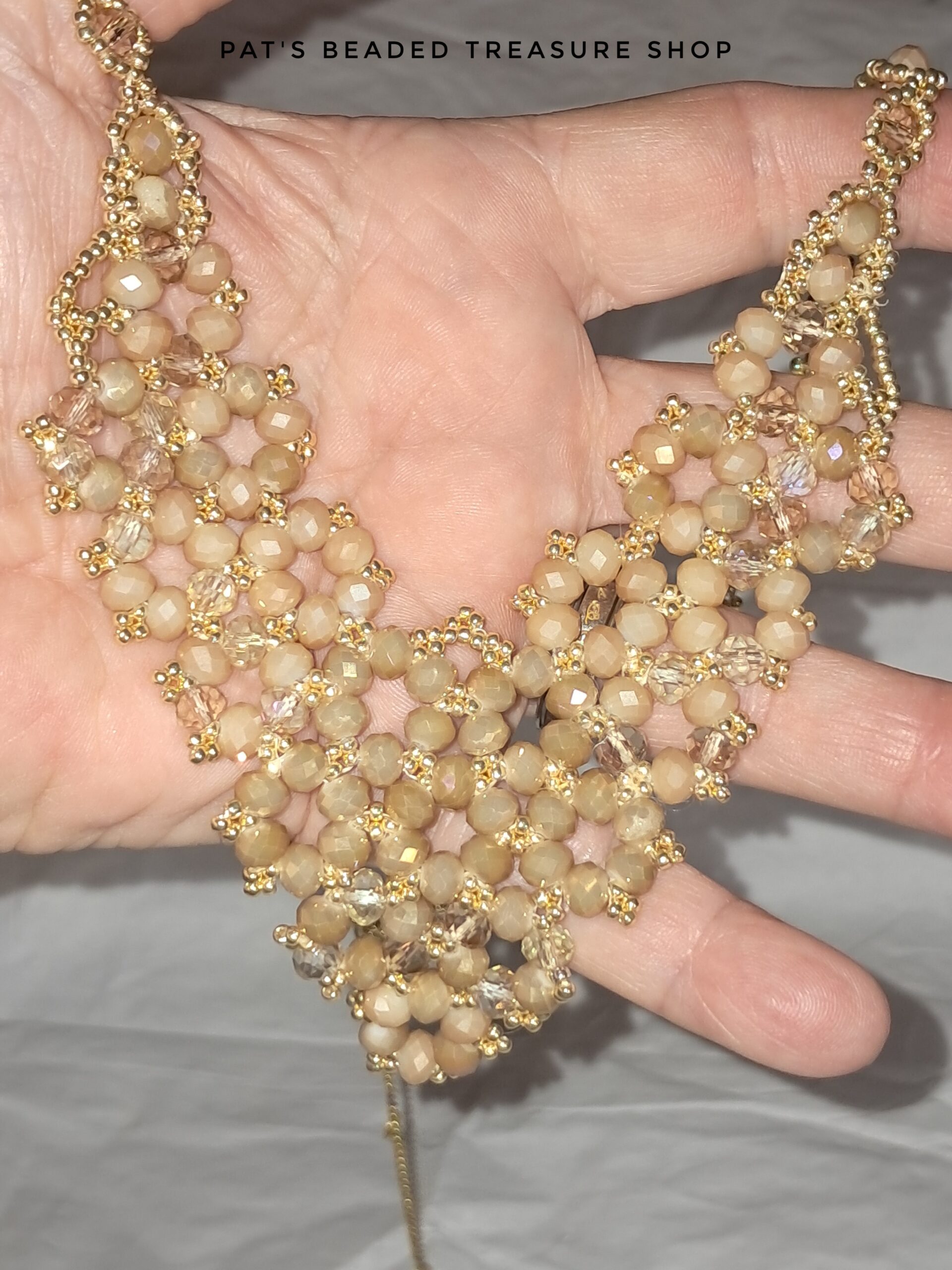 Champagne beaded crystals statement necklace Champagne beaded crystals statement necklace - image 6
