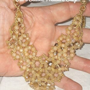 Champagne Beaded Crystals Statement Necklace