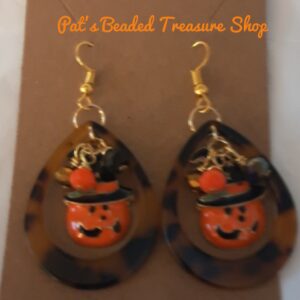 Orange Jack O Lantern Dangle Earrings