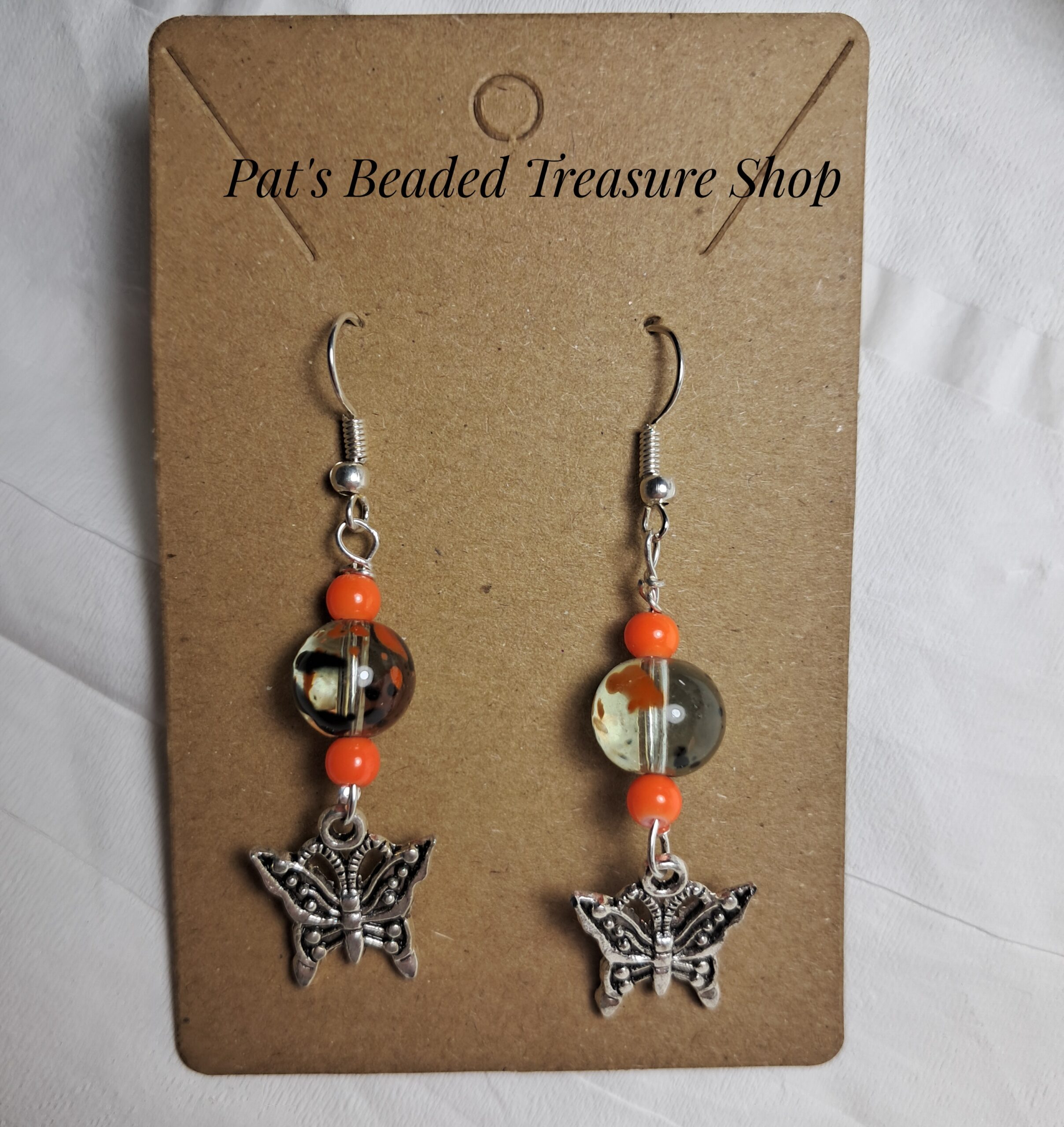 Orange black butterfly earrings Orange black butterfly earrings - image 3