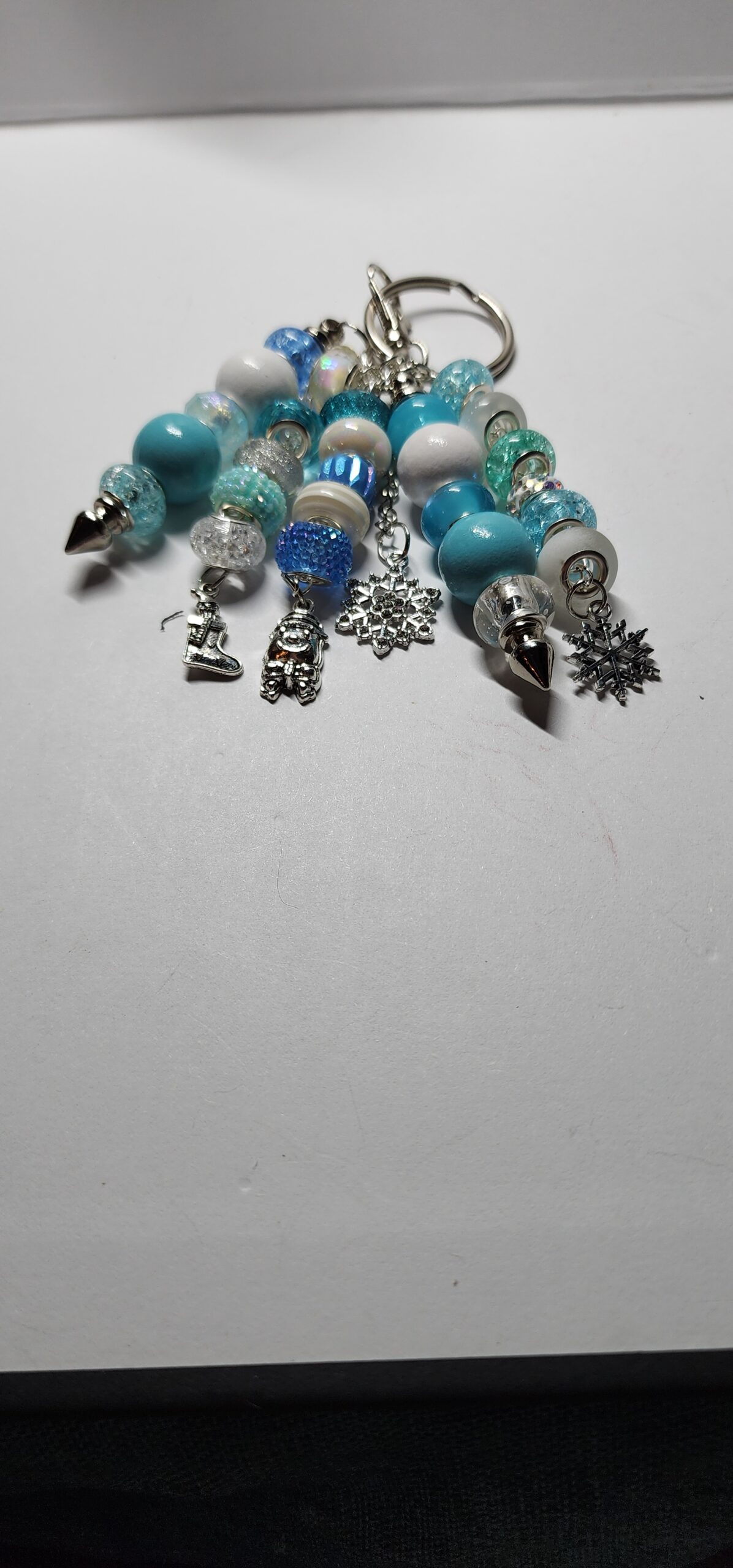 Winter wonderland beaded bag charm | handmade christmas purse charm | blue & silver holiday bag accessory | festive stocking stuffer gift Winter wonderland beaded bag charm | handmade christmas purse charm | blue & silver holiday bag accessory | festive stocking stuffer gift
