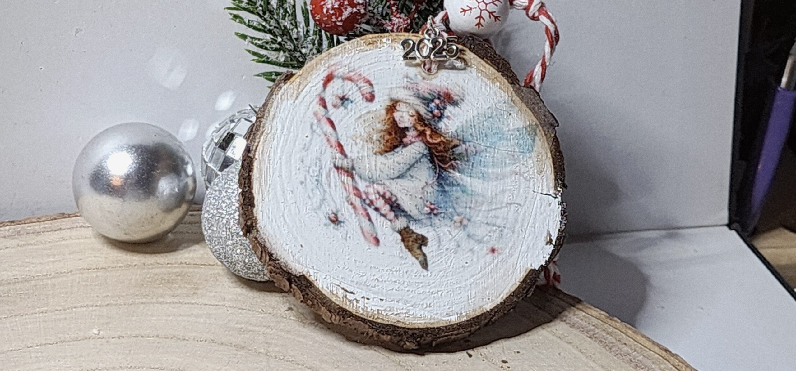 Vintage christmas candy cane fairy wood slice ornaments – handcrafted rustic holiday keepsakes Vintage christmas candy cane fairy wood slice ornaments – handcrafted rustic holiday keepsakes - image 3