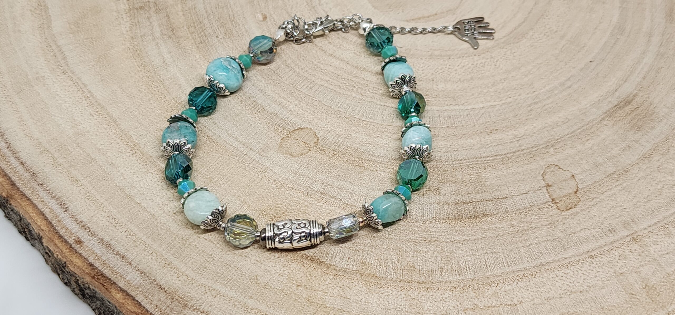 Evergreen glow holiday bracelet โ handcrafted beaded charm bracelet in green and gold Evergreen glow holiday bracelet โ handcrafted beaded charm bracelet in green and gold