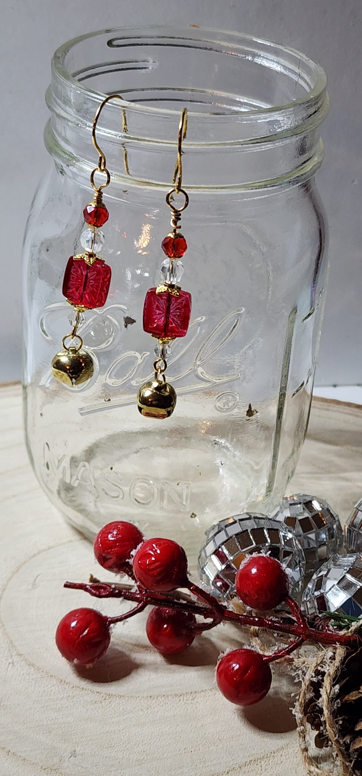 Holiday cheer earrings โ red gift box & jingle bell dangle Holiday cheer earrings โ red gift box & jingle bell dangle - image 3