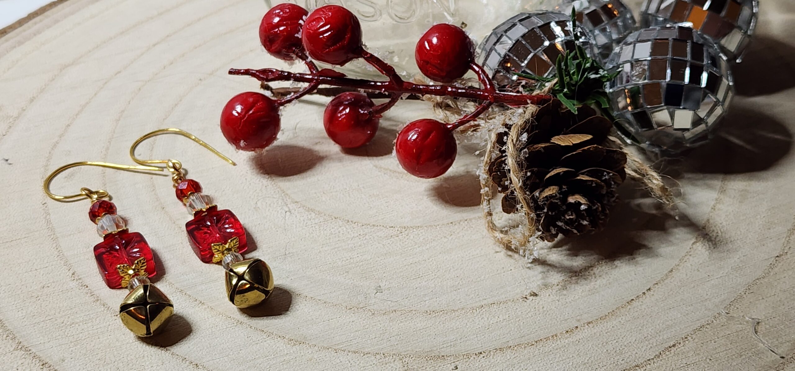 Holiday cheer earrings โ red gift box & jingle bell dangle Holiday cheer earrings โ red gift box & jingle bell dangle