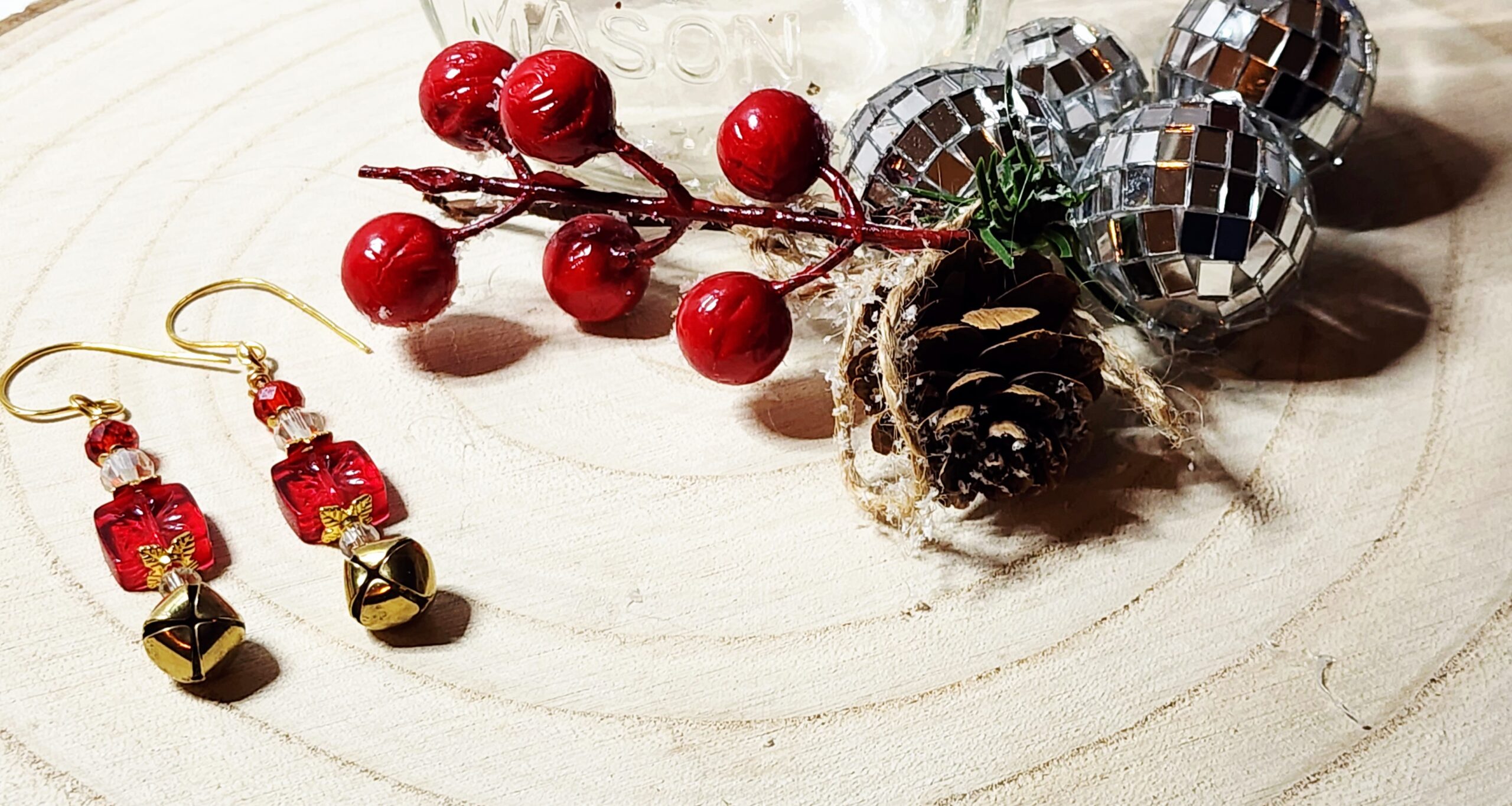 Holiday cheer earrings โ red gift box & jingle bell dangle Holiday cheer earrings โ red gift box & jingle bell dangle