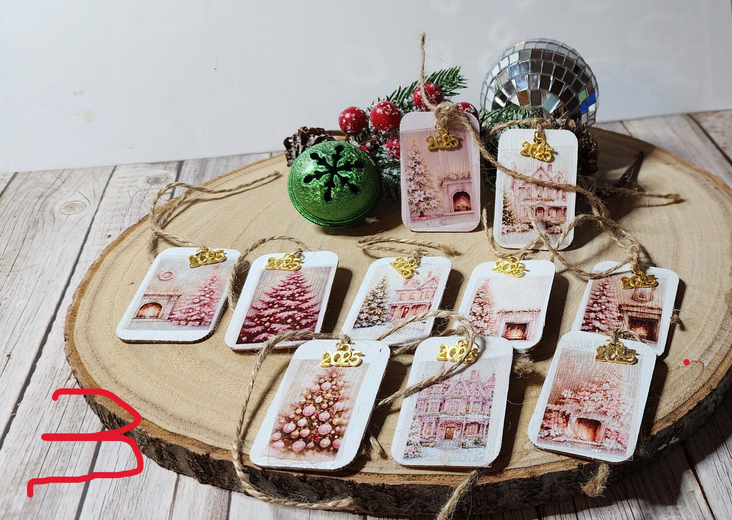 Handmade wooden vintage gift tags-2026 charm-assorted christmas designs Handmade wooden vintage gift tags-2026 charm-assorted christmas designs - image 30