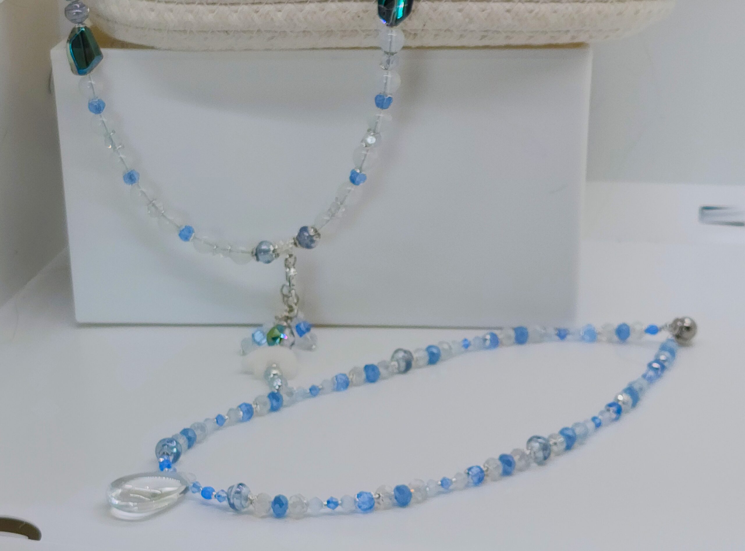 ❄️ frosted blue crystal necklace set – handmade winter-inspired jewelry ❄️ frosted blue crystal necklace set – handmade winter-inspired jewelry - image 4