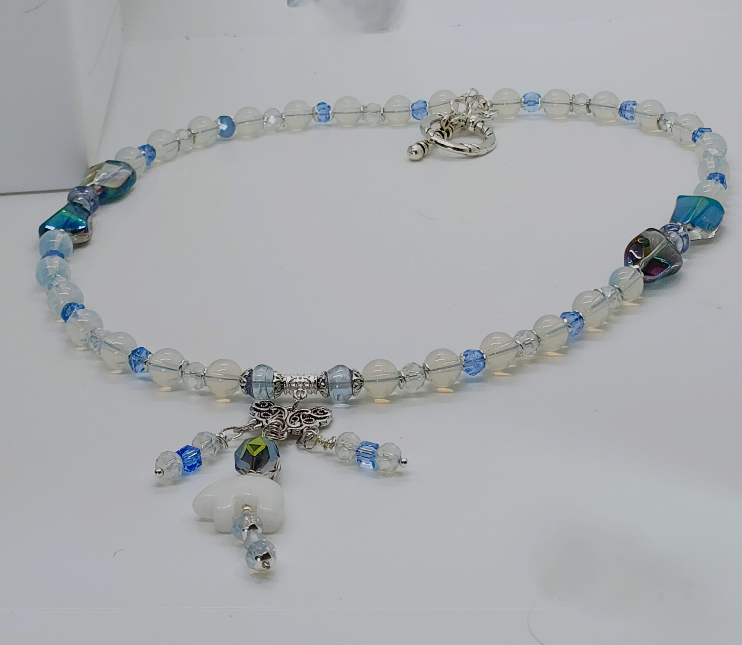 ❄️ frosted blue crystal necklace set – handmade winter-inspired jewelry ❄️ frosted blue crystal necklace set – handmade winter-inspired jewelry