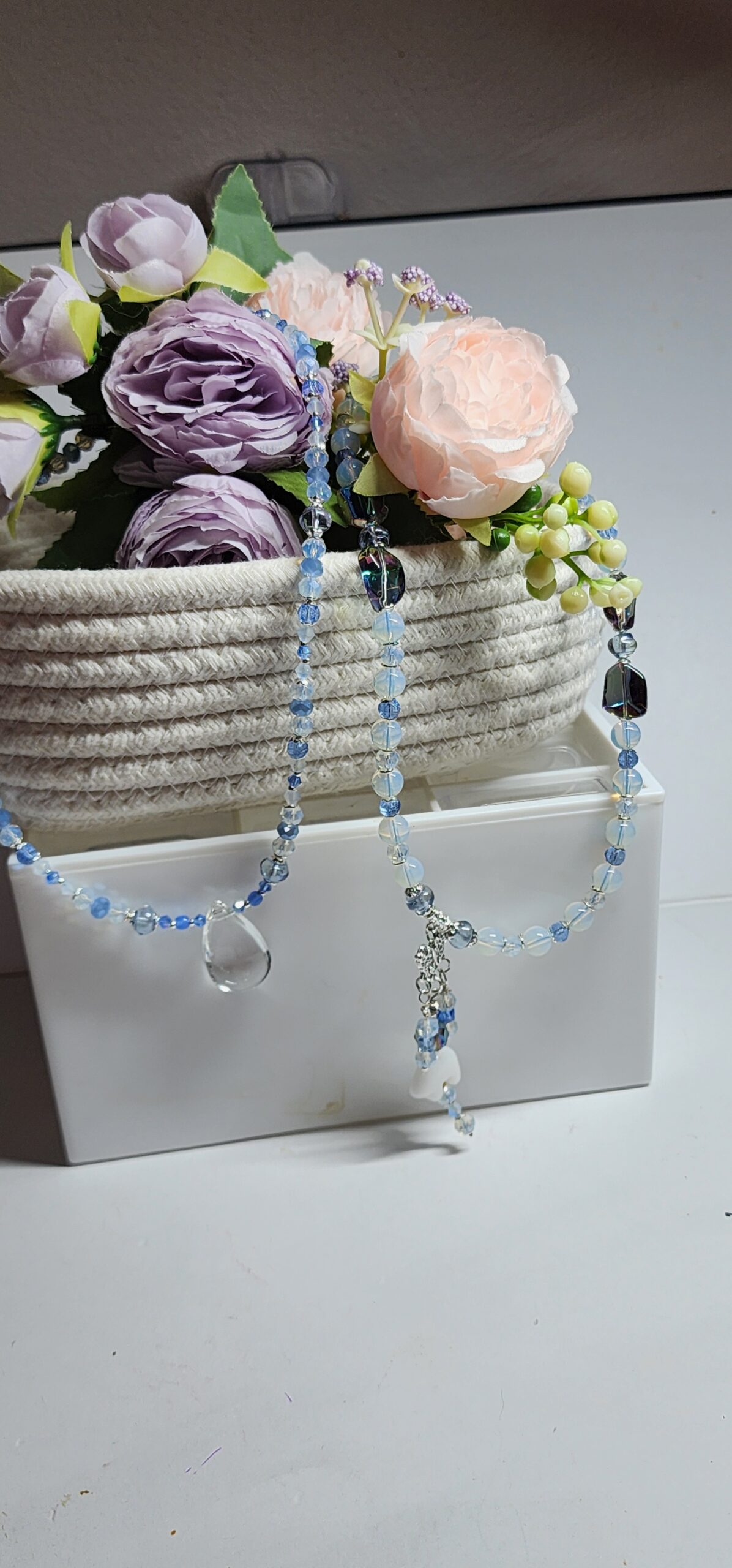 ❄️ frosted blue crystal necklace set – handmade winter-inspired jewelry ❄️ frosted blue crystal necklace set – handmade winter-inspired jewelry