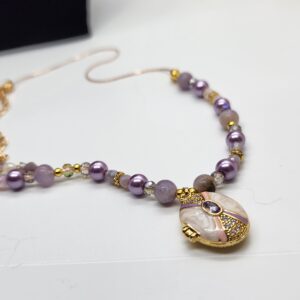 Handmade floral locket necklaces • pink & purple beaded lockets • vintage‑inspired pendant jewelry for her