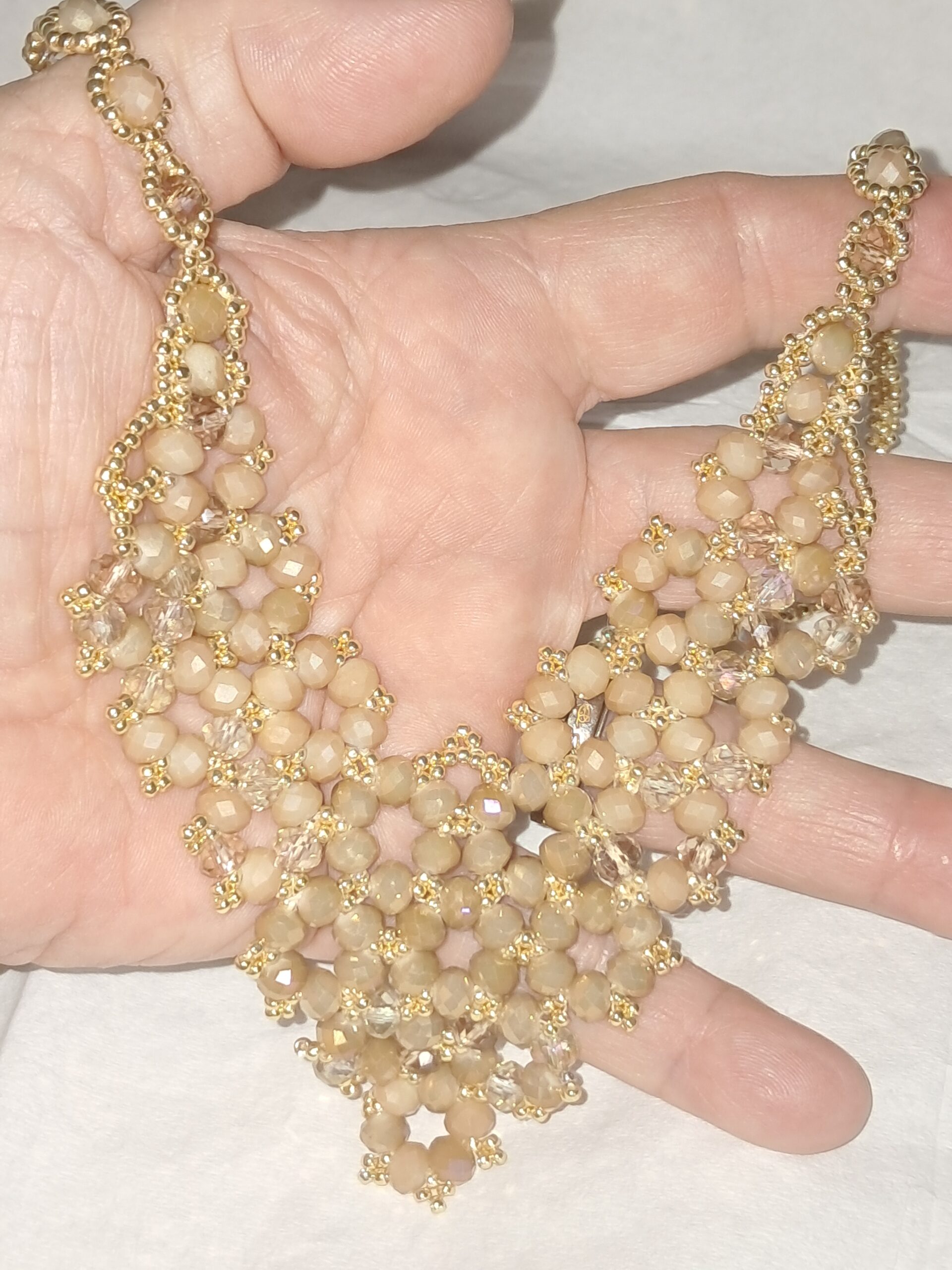 Champagne beaded crystals statement necklace Champagne beaded crystals statement necklace - image 5