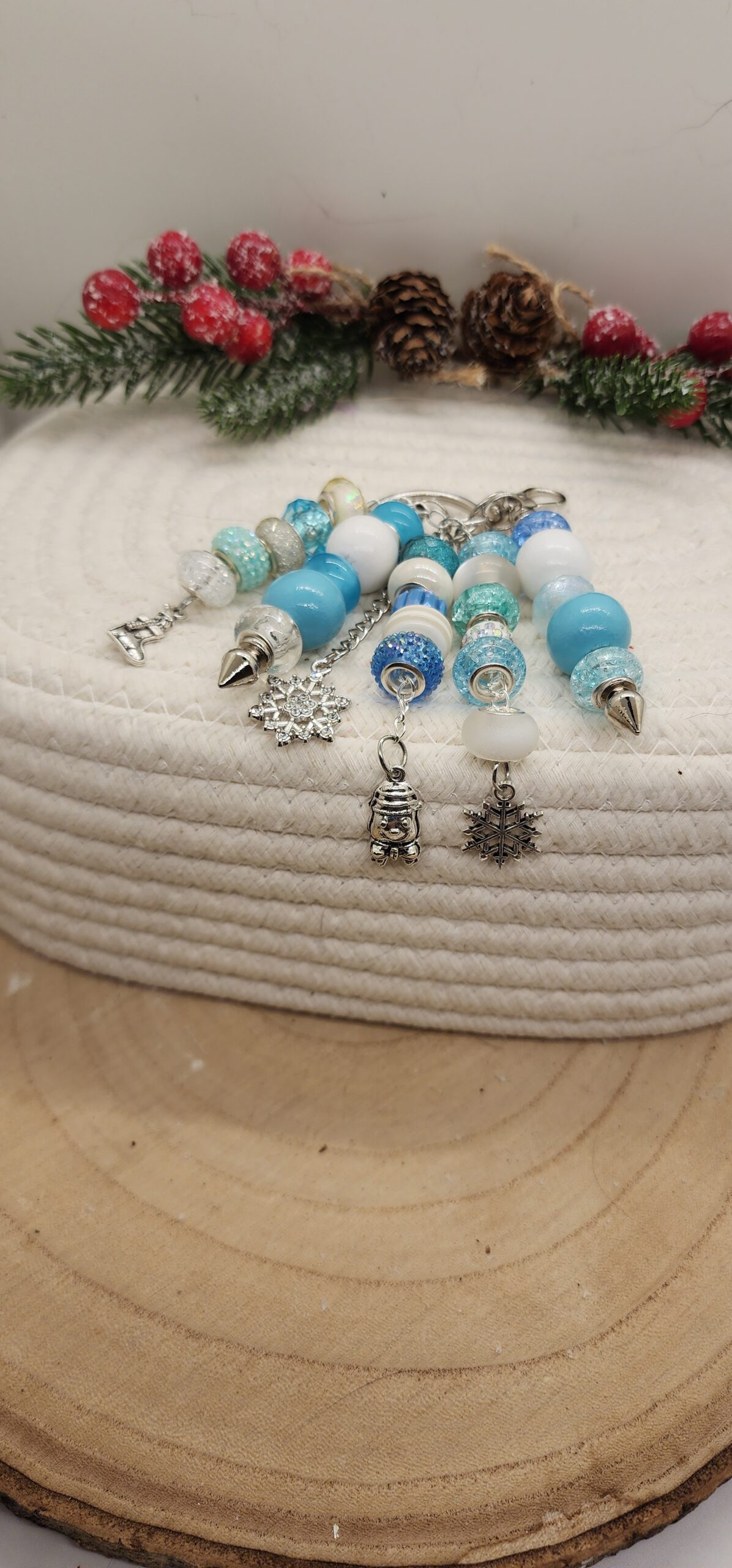 Winter wonderland beaded bag charm | handmade christmas purse charm | blue & silver holiday bag accessory | festive stocking stuffer gift Winter wonderland beaded bag charm | handmade christmas purse charm | blue & silver holiday bag accessory | festive stocking stuffer gift