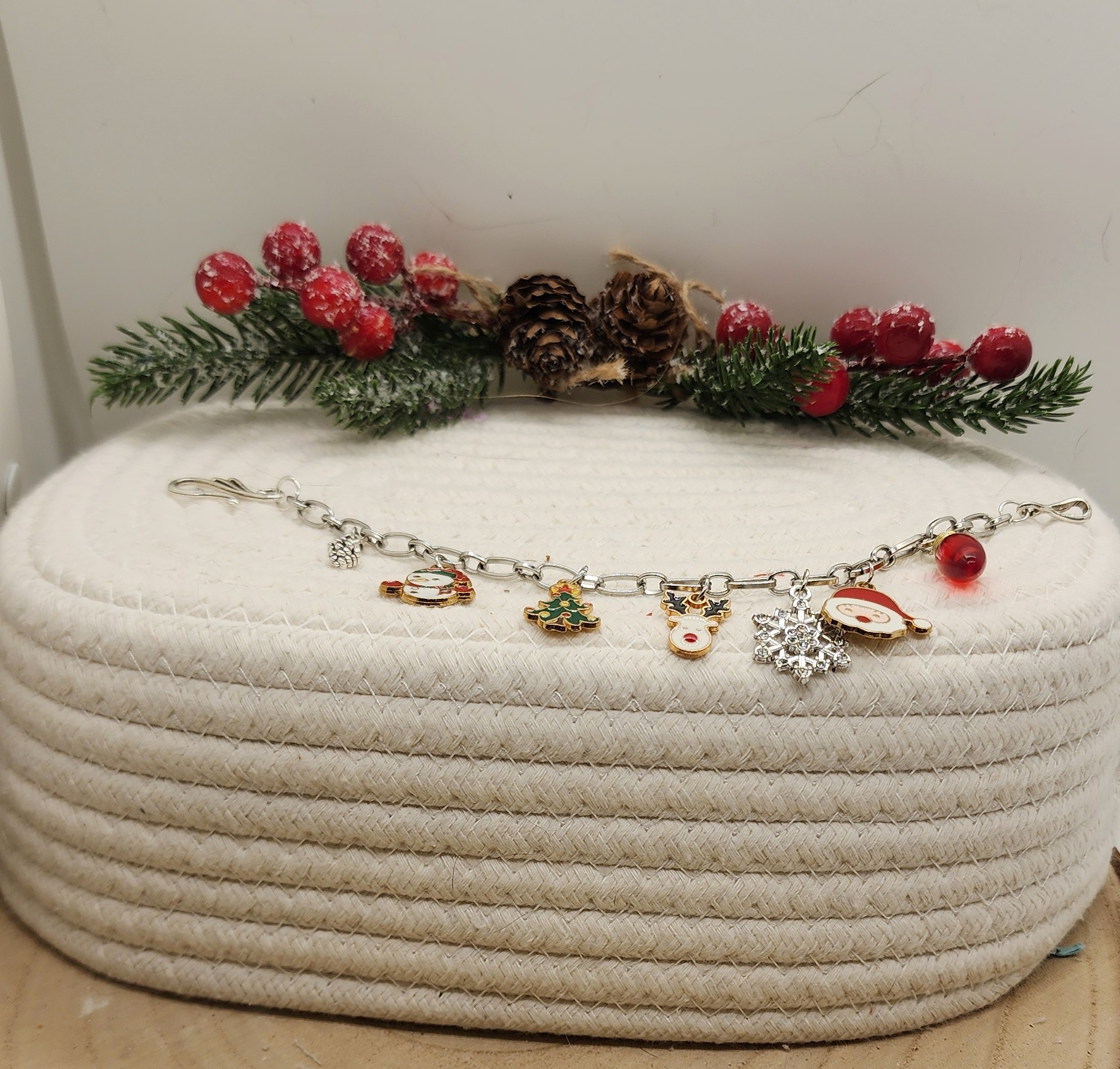 Christmas charm bracelet | santa claus, reindeer & christmas tree bracelet | holiday jewelry gift for women & teens Christmas charm bracelet | santa claus, reindeer & christmas tree bracelet | holiday jewelry gift for women & teens