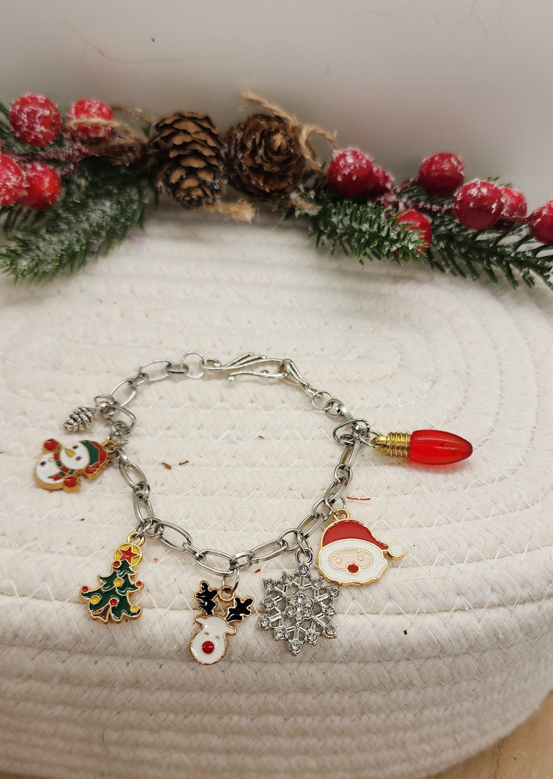 Christmas charm bracelet | santa claus, reindeer & christmas tree bracelet | holiday jewelry gift for women & teens Christmas charm bracelet | santa claus, reindeer & christmas tree bracelet | holiday jewelry gift for women & teens