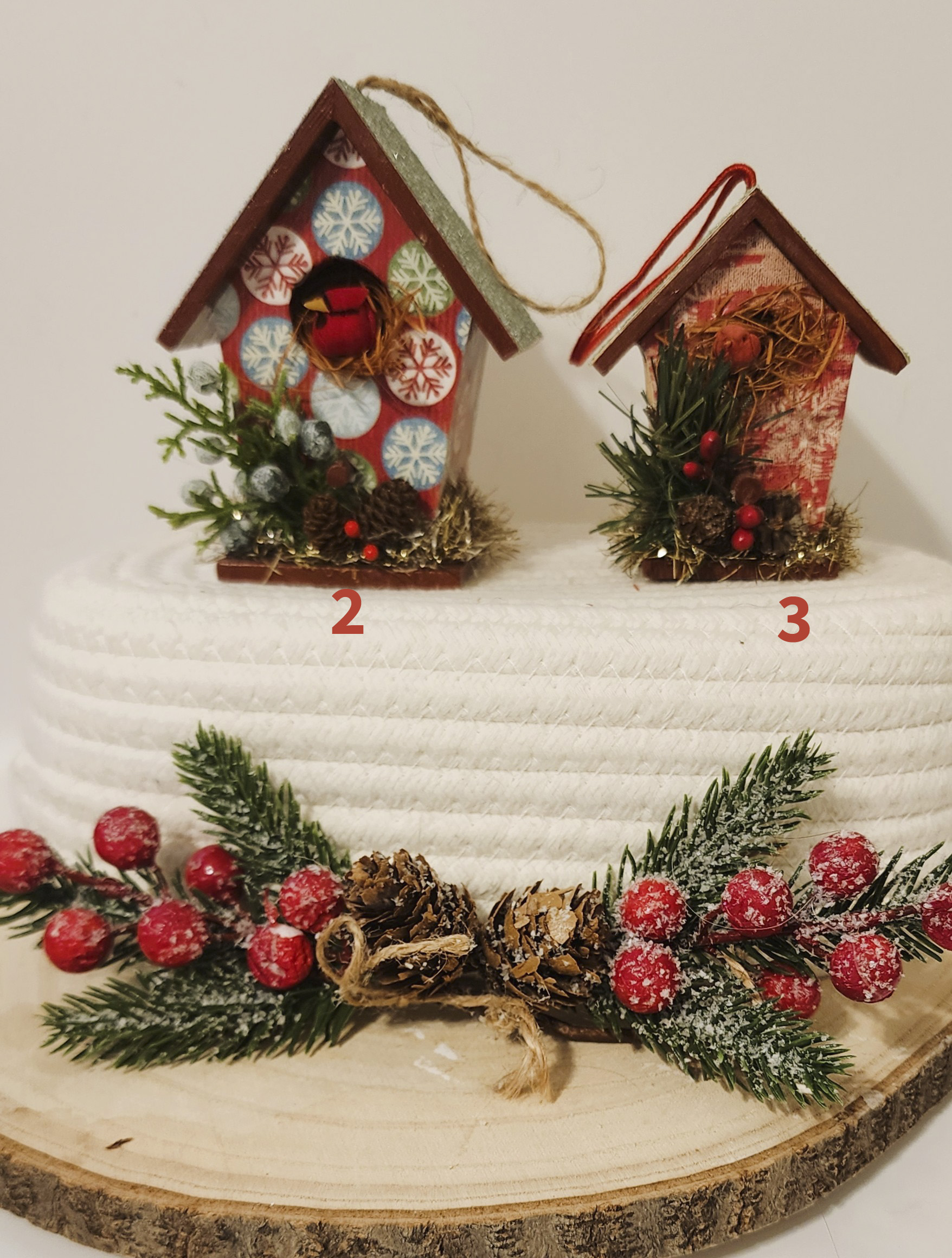 Miniature winter birdhouse | handmade christmas tree decoration | rustic woodland holiday decor Miniature winter birdhouse | handmade christmas tree decoration | rustic woodland holiday decor - image 4