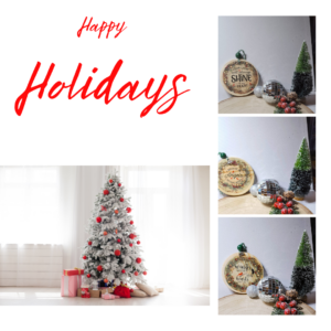 Handcrafted 4" round wooden christmas ornament-unique holiday scene-cheerful snowmen-christmas carols