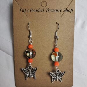 Orange Black Butterfly Earrings