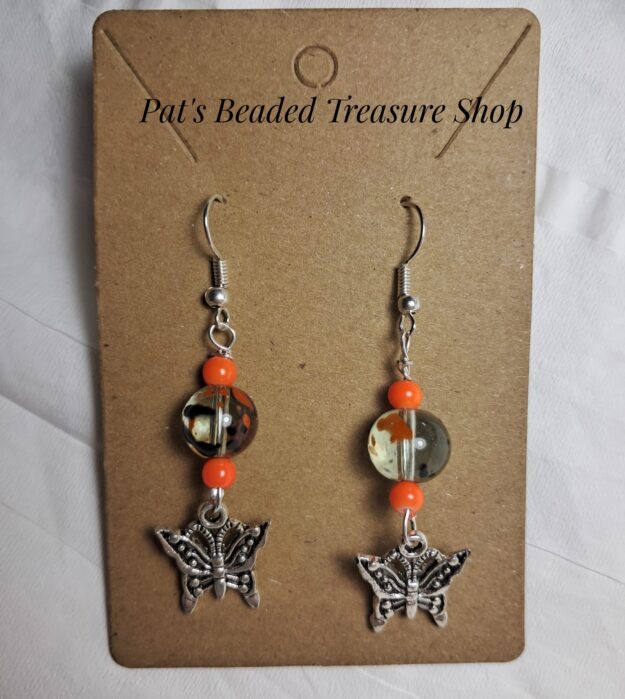 Orange black butterfly earrings Orange black butterfly earrings