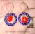 Bold Blue and Red Hoop Earrings