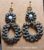 Dark Gray and Gold Double-Circle Beaded Earrings